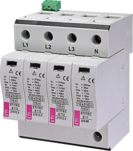 Ограничитель перенапряжения ETITEC B T12 275/12,5 (3+1) 4p, RC | код 002440332 | ETI
