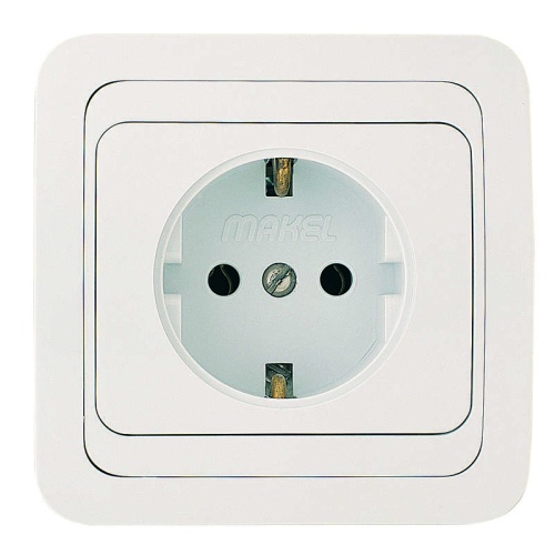Mimoza Розетка с заземлением белая/белая (12028) Mimoza Розетка с заземлением белая/белая (12028)