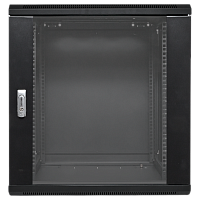 Шкаф настенный 19 TERACOM PRO 12U 600х600 мм дверь стеклянная с замком-ручкой чёрный | код TRP-WLL-1266-40B | EKF