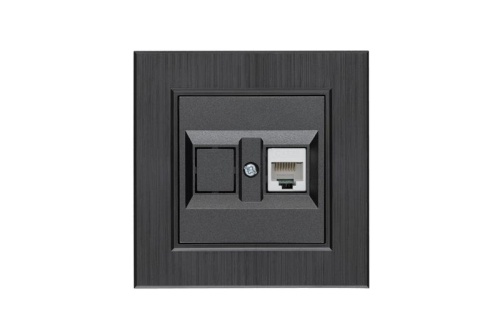 Розетка компьютерная CAT 5+гнездо Karea LINE STAR дым. металлик Makel 86050035 Розетка компьютерная CAT 5+гнездо Karea LINE STAR дым. металлик Makel 86050035