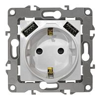 Розетка 2P+E 16A-250В, штор. с 2xUSB 5В-3А, Эра Elegance, шампань 14-4109-04 | код Б0047870 | ЭРА