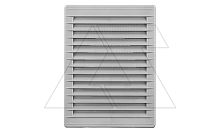 Решетка вентиляционная с косыми ламелями, с сеткой, прямоугольная, 230х172мм, с выводом 210x140мм, пластик, серый | код 02-342 | airRoxy