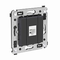 Розетка телефонная 1-м СП Avanti "Черный матовый" RJ12 без шторок механизм | код. 4412613 | DKC