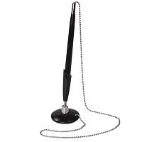 Ручка шариковая настольная BRAUBERG Стенд-Пен Блэк1, СИНЯЯ, цепочка, корпус черный, линия письма 0,5 мм, 140889 | код 140889 | BRAUBERG