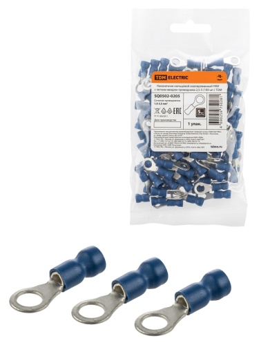 Наконечник кольцевой изолированный НКИ с легким вводом проводника 2,5-5 (100 шт.) TDM | код SQ0502-0205 | TDM