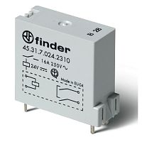 Низкопрофильное миниатюрное электромеханическое реле, монтаж на печатную плату, выводы с шагом 3.5мм, 1NO 16A, контакты AgNi, катушка 6В DС (чувствит.), степень защиты RTII | код 453170060310 | FINDER