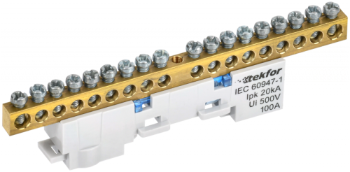 TEKFOR Шина N ноль неизолированная на универсальном держателе 6х9-18-С IEK | код TF-NN10-18-DL-K07 | IEK TEKFOR Шина N ноль неизолированная на универсальном держателе 6х9-18-С IEK | код TF-NN10-18-DL-K07 | IEK