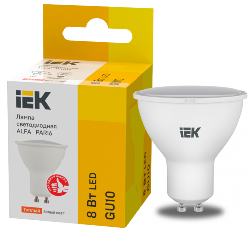 Лампа LED ALFA PAR16 софит 8Вт 230В 3000К GU10 (6шт)IEK | код LLA-PAR16-8-230-3-GU10-6 | IEK Лампа LED ALFA PAR16 софит 8Вт 230В 3000К GU10 (6шт)IEK | код LLA-PAR16-8-230-3-GU10-6 | IEK