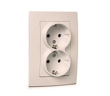 Lillium Natural Kare Розетка с/у 2-местная с з/к кремовая 250В | код 32010082 | Makel