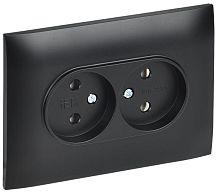 SKANDY Розетка 2-местная без заземления без защитных шторок 10А в сборе SK-R10Bl черный IEKновинка | код SK-R20-10-K02-F | IEK