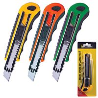 Нож канцелярский 18 мм BRAUBERG Universal, 7 лезвий в комплекте, автофиксатор, резиновые вставки, 230922 | код 230922 | BRAUBERG