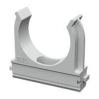 Крепёж-клипса для труб d40 мм безгалогенная (HF) атмосферостойкая серая (15шт/300шт уп/кор) Промрукав | код PR13.0348 | ПРОМРУКАВ