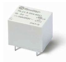 Миниатюрное электромеханическое реле, монтаж на печатную плату, формат кубик сахара , 1CO 10A, Контакты AgSnO2, катушка 6В DС, влагозащита RTIII | код 361190064011 | FINDER