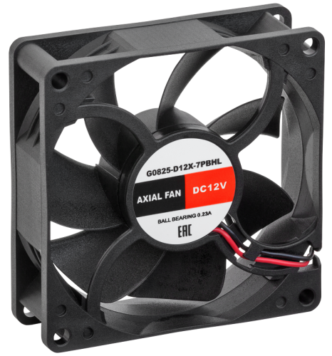 Вентилятор осевой SILART, 80 х 80 х 25, 12 VDC, подшипник качения | код G0825-D12X-7PBHL | SILART