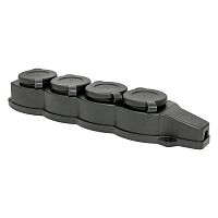 Розетка (колодка) четырехместная с защит, крышками каучуковая 230В 2P+PE 16A IP44 Марс | код RPS-020-16-230-44 | EKF