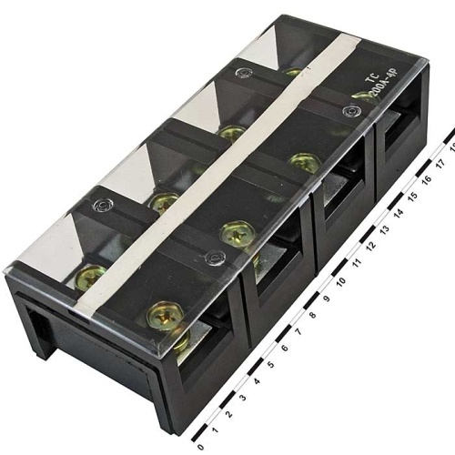Клеммная колодка винтовая с крышкой RUICHI TC-2004, 8 контактов, 20 А, 600 В, 0,5…10 мм2, корпус пластик модифицированный | код 81049 | Ruichi