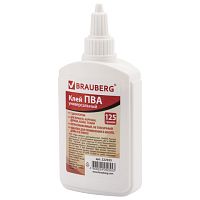 Клей ПВА BRAUBERG (бумага, картон, дерево), 125 г, 222925 | код 222925 | BRAUBERG