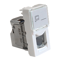 Вставка Mosaic 22.5x45, RJ-45 STP, кат.6, со шторкой и увеличенным окном маркировки, белая | код LAN-SIP-22S6-WH | LANMASTER