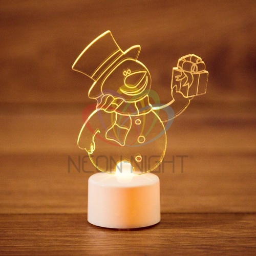 Фигура светодиодная "Снеговик с подарком 2D" на подставке RGB | код 501-054 | Neon-Night Фигура светодиодная "Снеговик с подарком 2D" на подставке RGB | код 501-054 | Neon-Night
