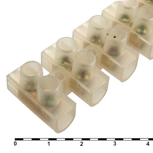 Клеммная колодка винтовая типа U RUICHI PA12, 12 контактов, 30 A, 400 В, 20 мм2, корпус нейлоновый белый | код 85860 | Ruichi