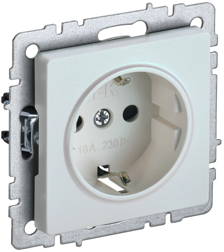 BRITE Розетка 1-местная с заземлением с защитными шторками 16А РС14-1-0-БрЖ жемчуг | код BR-R14-16-K36 | IEK