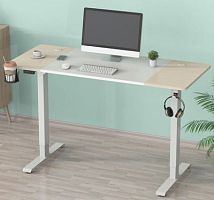 Стол для компьютера Cactus подъёмный столешница МДФ белый дуб молочный каркас белый (CS-EDL-WWD) | код 1658590 | CACTUS