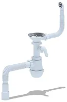 Сифон для мойки АНИ Грот 3 1/2' x 40 c круглым переливом и отводом для стиральной машины с гибкой трубой 40х40/50 | код A1042SA15 | АНИ пласт