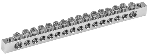 Шина PEN "земля-ноль" 6х9мм 16/2 с никелевым покрытием (16групп/крепеж по краям) | код YNN11-16-100-N | IEK Шина PEN "земля-ноль" 6х9мм 16/2 с никелевым покрытием (16групп/крепеж по краям) | код YNN11-16-100-N | IEK