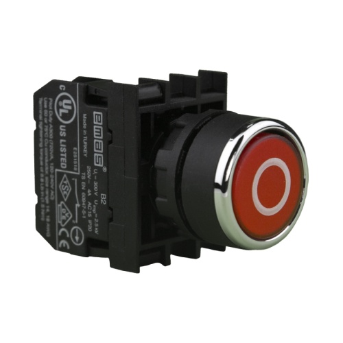 Кнопка круглая без фиксации с маркировкой 0. красная (1НЗ), B200DKO | код B200DKO | EMAS