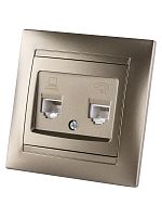 Розетка телефонная RJ11 + компьютерная RJ45 бронза Лама TDM | код SQ1815-0719 | TDM