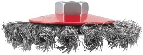 Корщетка-колесо с наклоном, гайка М14, стальная витая проволока 100 мм, блистер | код 39087 | FIT фото 5