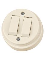 Выключатель 2-кл. открытой установки IP20 10А сл. кость Ретро TDM | код SQ1806-0510 | TDM