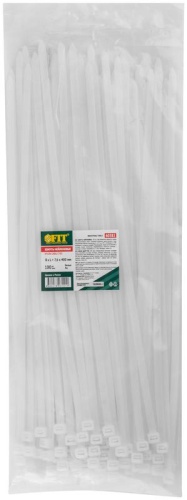 Хомуты нейлоновые для проводов, белые 100 шт., 7,6х400 мм | код 60382 | FIT фото 3