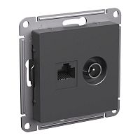 Розетка компьютерная + телевизионная 2-м AtlasDesign RJ45 кат.5E базальт | код ATN001489 | Systeme Electric