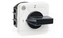 Переключатель BS 16 55K U, 2P, 20A, тип 1-2 (90°), 2NO на 1_2, без перемычек, на дверь, фронт IP40 | код EAC631262 | Rade Koncar