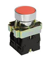 Выключатель кнопочный LAY5-ВА45, красный, 1НО+1НЗ, цилиндр, хром, без подсветки, d22мм (ЭТ) | код ET012082 | Электротехник