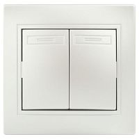 Переключатель Intro Plano 1-107-06 двухклавишный, 10А-250В, IP20, СУ, перламутр | код Б0053811 | ЭРА