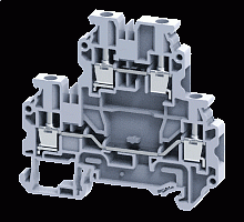 Клемма двухъярусная CPDL1.5 /3,5x67,2mm, push-in, 4 присоед., 1,5(max 2,5)mm2, 16A, 500V, серая | код CPDL1.5 | Connectwell