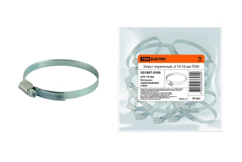 Хомут червячный, d 10-16 мм TDM | код SQ1807-0300 | TDM