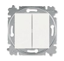 Выключатель кнопочный двухклавишный ABB Levit жемчуг / ледяной 3559H-A87445 68W | код 2CHH598745A6068 | ABB