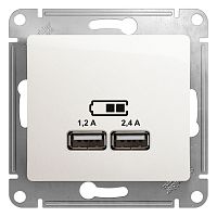 GLOSSA USB РОЗЕТКА A+С, 5В/2,4А, 2х5В/1,2 А, механизм, ПЕРЛАМУТР | код GSL000639 | Systeme Electric