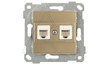 Rita - Розетка 2хRJ-45 кат. 5e UTP, золото доре | код 2200-138-0185 | Mutlusan