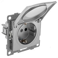 GUSI Bravo механизм розетки 1-ой с/з с з/ш и крышкой, скрытая установка, 16А, 250В. Цвет серебро. | код С10Р91-004 | GUSI ELECTRIC