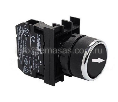 Кнопка нажимна, черная, горизонтальная стрелка | код B100DHOY | EMAS Кнопка нажимна, черная, горизонтальная стрелка | код B100DHOY | EMAS