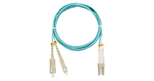 Шнур NIKOMAX волоконно-оптический, переходной, многомодовый 50/125мкм, стандарта ОМ3, SC/UPC-LC/UPC, двойной, LSZH нг(A)-HFLTx, 2мм, аква, 2м | код NMF-PC2M3C2-SCU-LCU-002 | NIKOMAX