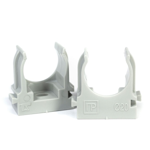 Крепеж-клипса для труб для прямого монтажа серая в гофроящике d20 мм (1200шт/кор) Промрукав | код PR13.0453 | ПРОМРУКАВ