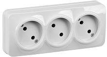 Розетка трехместная для открытой установки РС23-2-ХБ без заземления 10А GLORY белый | код ERH30-K01-10 | IEK