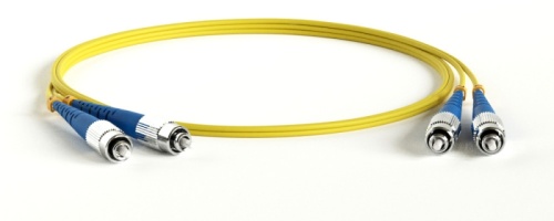 Патч-корд волоконно-оптический (шнур) SM 9/125 (OS2) FC/UPC-LC/UPC 2 мм duplex LSZH 0.5 м, Hyperline FC-D2-9-FC/UR-LC/UR-H-0.5M-LSZH-YL | код 246903 | Hyperline