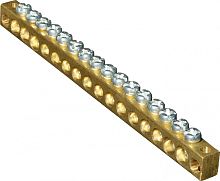 Шина нулевая KSN-1-4-6x9-18 сечение 6х9, 18 отв., крепеж по центру | код A8300-06-01-038 | РЕЛЕ И АВТОМАТИКА