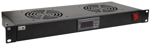 ITK Модуль вентил. 1U с цифр. термостатом 4 вент. черный | код FM05-1U4TS-R | ITK by IEK